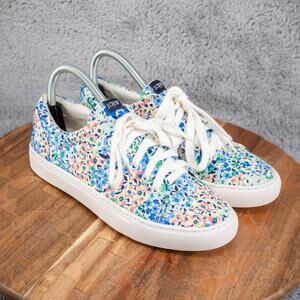 J Crew Women Canvas Multi-Color Floral Print Summer Sneakers Size 7